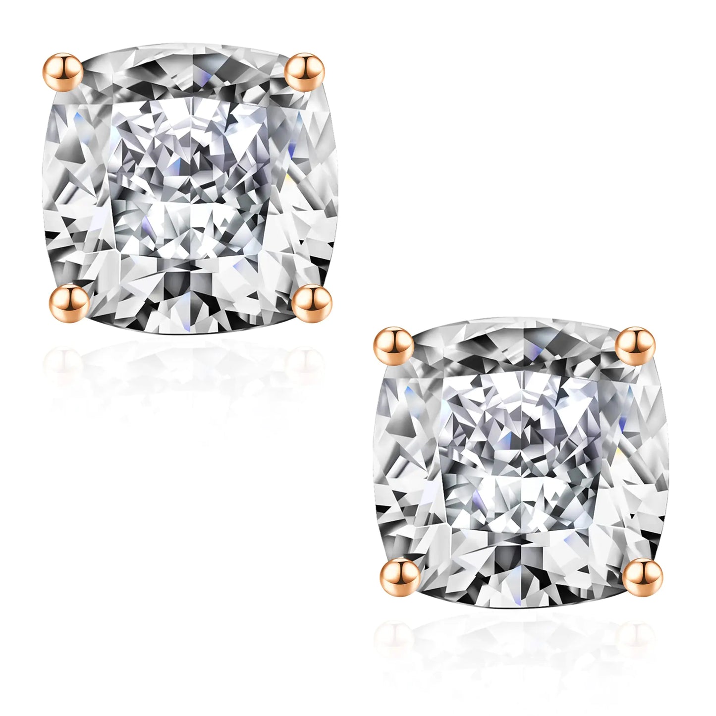 SMILEST 3 Carat Moissanite Stud Earrings for Women 18K Rose Gold Vermeil 925 Sterling Silver 4 Prong Classic Solitaire Lab Created Solitaire Moissanite Earrings for Women Men Jewelry Gifts