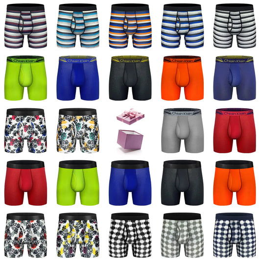 longfor Mens Boxer Briefs Mesh Knit Fast Dry Sport Polyester Boxer Briefs No Ride-up Underwear for Men 10 Pack L