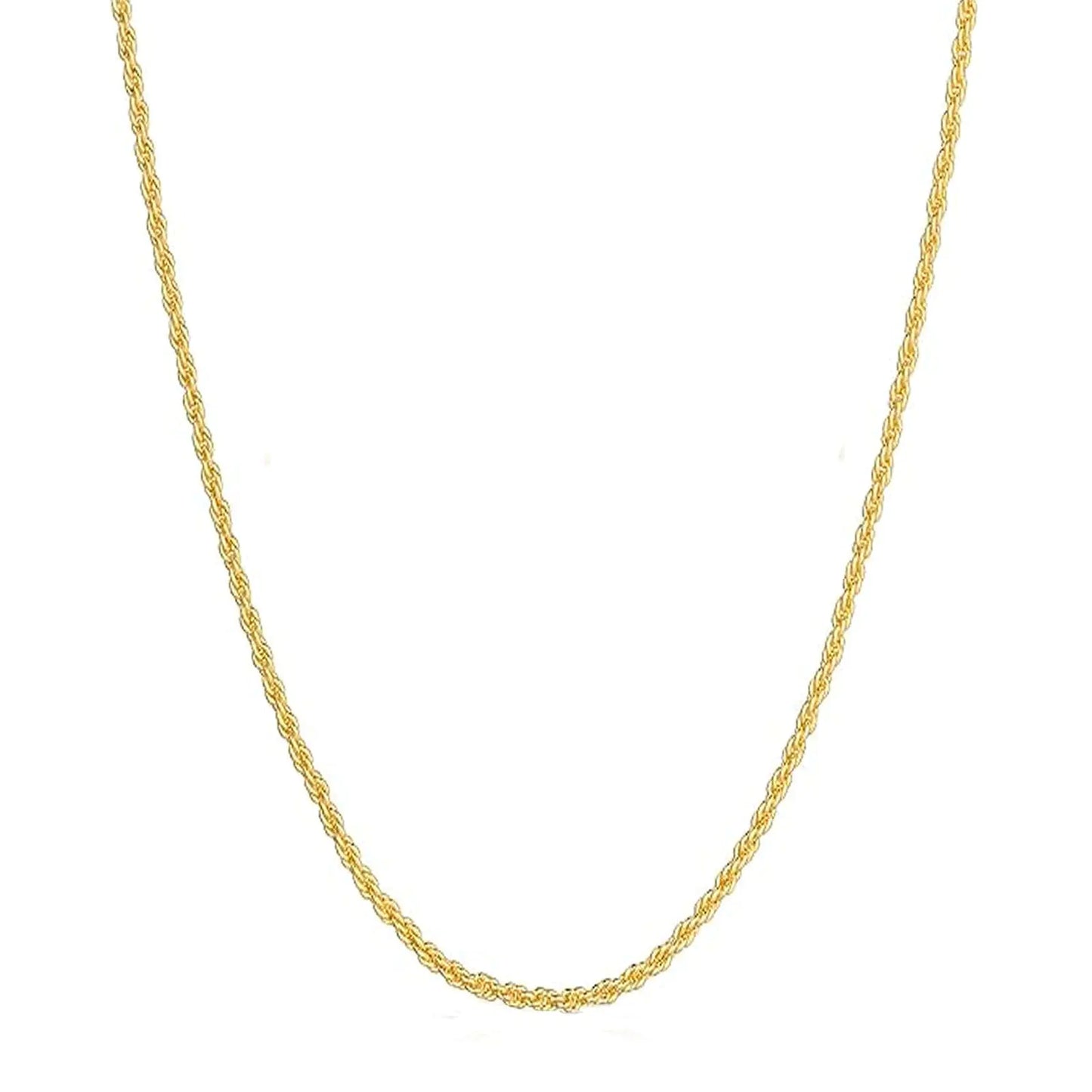 GOLDPAR 14k Yellow Gold Solid Rope Chain 1.5mm Necklace for Women and Men Jewelry with Lobster Clasp - 20"