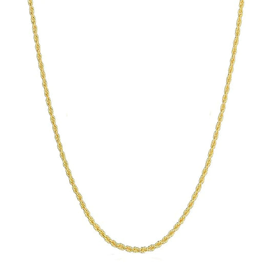GOLDPAR 14k Yellow Gold Solid Rope Chain 1.5mm Necklace for Women and Men Jewelry with Lobster Clasp - 20"
