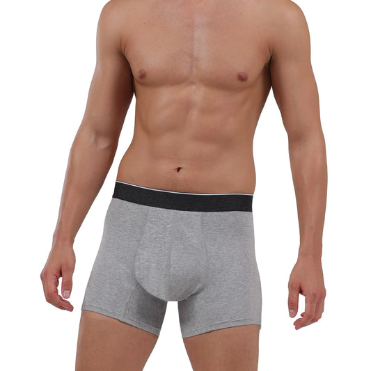 KARSWATT Washable Urinary Incontinence Underwear for Men 5" Longer Leg Front Absorbent Boxer Brief for Bladder Control (4X-Large Gray)