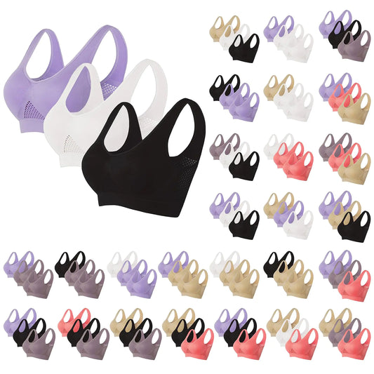 BTDECLAR Gifts for Son from Mom Breathable Cool Liftup Air Bra 3 Pack Sports Bra Large Size Air Bra Breathable and Comfort Mesh Bras for Women