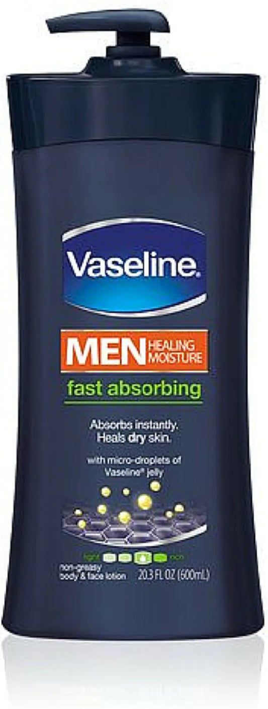 Vaseline Men Body & Face Lotion Fast Absorbing 20.3 oz (1 Pack)