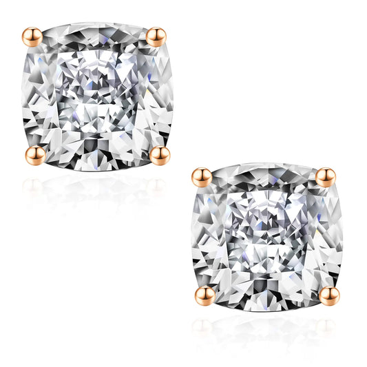 SMILEST 3 Carat Moissanite Stud Earrings for Women 18K Rose Gold Vermeil 925 Sterling Silver 4 Prong Classic Solitaire Lab Created Solitaire Moissanite Earrings for Women Men Jewelry Gifts